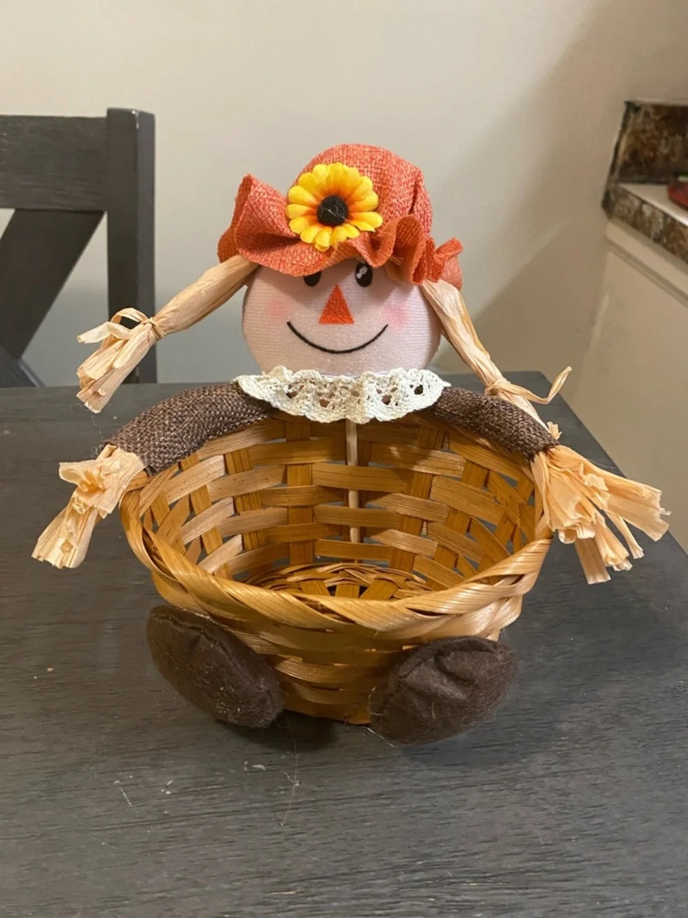 Autumn Scarecrow Woven Basket